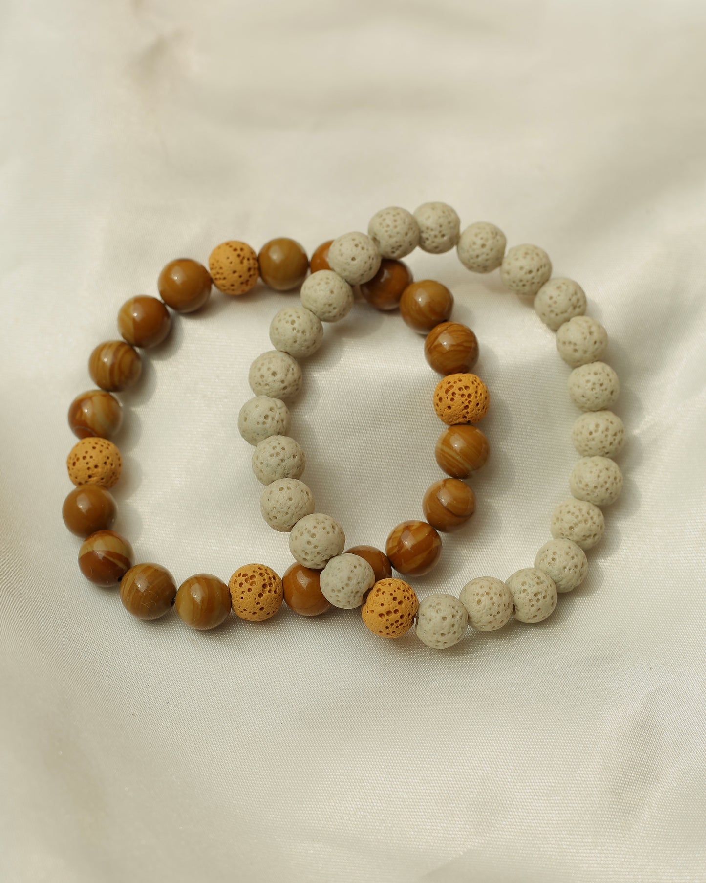 Duo de bracelets Agate & Pierre de lave